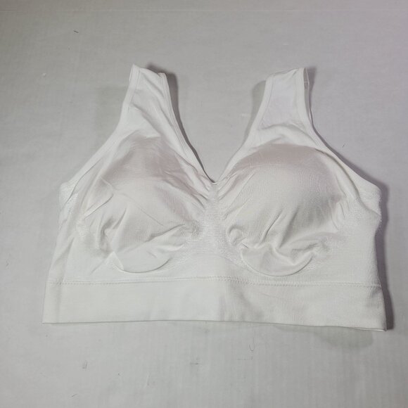 TrueKind White Everyday Throw-On Wireless Bralette #91404 Size L - Picture 1 of 3